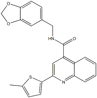 N-(1,3-benzodioxol-5-ylmethyl)-2-(5-methyl-2-thienyl)-4-quinolinecarboxamide Struktur