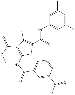 methyl 5-{[(3,5-dimethylphenyl)amino]carbonyl}-2-[({3-nitrophenyl}carbonyl)amino]-4-methylthiophene-3-carboxylate Struktur