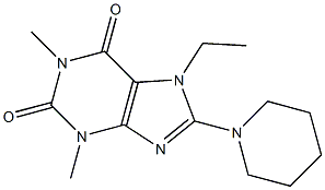 7-ethyl-1,3-dimethyl-8-(1-piperidinyl)-3,7-dihydro-1H-purine-2,6-dione Struktur