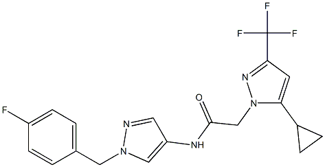 2-[5-cyclopropyl-3-(trifluoromethyl)-1H-pyrazol-1-yl]-N-[1-(4-fluorobenzyl)-1H-pyrazol-4-yl]acetamide Struktur