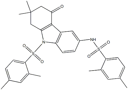 N-{9-[(2,4-dimethylphenyl)sulfonyl]-2,2-dimethyl-4-oxo-2,3,4,9-tetrahydro-1H-carbazol-6-yl}-2,4-dimethylbenzenesulfonamide Struktur