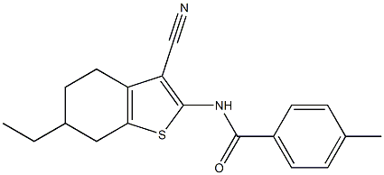 N-(3-cyano-6-ethyl-4,5,6,7-tetrahydro-1-benzothien-2-yl)-4-methylbenzamide Struktur