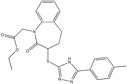 ethyl (3-{[5-(4-methylphenyl)-4H-1,2,4-triazol-3-yl]sulfanyl}-2-oxo-2,3,4,5-tetrahydro-1H-1-benzazepin-1-yl)acetate Struktur