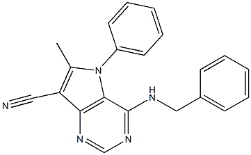 4-Benzylamino-5-phenyl-6-methyl-7-cyanopyrrolo[3,2-d]pyrimidine Struktur