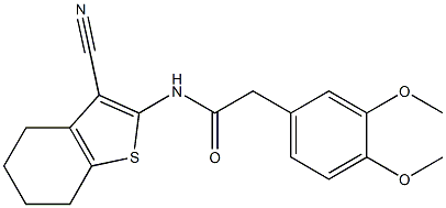 N-(3-cyano-4,5,6,7-tetrahydro-1-benzothiophen-2-yl)-2-(3,4-dimethoxyphenyl)acetamide Struktur