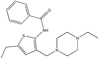 N-{5-ethyl-3-[(4-ethyl-1-piperazinyl)methyl]-2-thienyl}benzamide Struktur