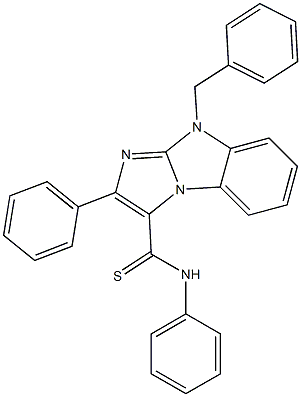 9-benzyl-N,2-diphenyl-9H-imidazo[1,2-a]benzimidazole-3-carbothioamide Struktur