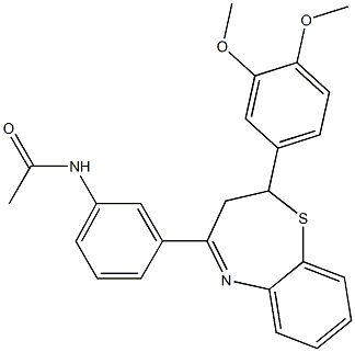 N-{3-[2-(3,4-dimethoxyphenyl)-2,3-dihydro-1,5-benzothiazepin-4-yl]phenyl}acetamide Struktur