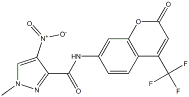 4-nitro-1-methyl-N-[2-oxo-4-(trifluoromethyl)-2H-chromen-7-yl]-1H-pyrazole-3-carboxamide Struktur