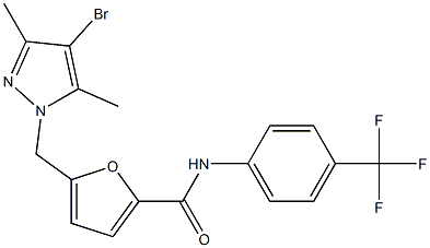 5-[(4-bromo-3,5-dimethyl-1H-pyrazol-1-yl)methyl]-N-[4-(trifluoromethyl)phenyl]-2-furamide Struktur