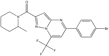 5-(4-bromophenyl)-2-[(2-methyl-1-piperidinyl)carbonyl]-7-(trifluoromethyl)pyrazolo[1,5-a]pyrimidine Struktur