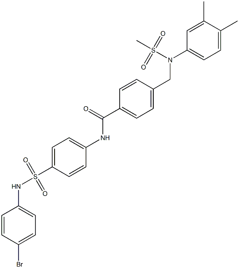 N-{4-[(4-bromoanilino)sulfonyl]phenyl}-4-{[3,4-dimethyl(methylsulfonyl)anilino]methyl}benzamide Struktur