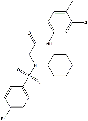 2-[[(4-bromophenyl)sulfonyl](cyclohexyl)amino]-N-(3-chloro-4-methylphenyl)acetamide Struktur