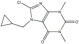 8-chloro-7-(cyclopropylmethyl)-1,3-dimethyl-3,7-dihydro-1H-purine-2,6-dione Struktur