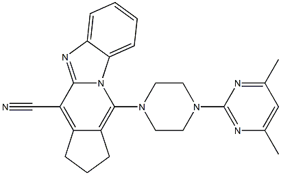 11-[4-(4,6-dimethyl-2-pyrimidinyl)-1-piperazinyl]-2,3-dihydro-1H-cyclopenta[4,5]pyrido[1,2-a]benzimidazole-4-carbonitrile Struktur