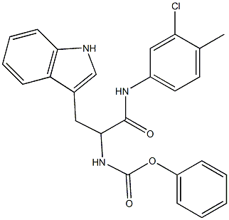 phenyl 2-(3-chloro-4-methylanilino)-1-(1H-indol-3-ylmethyl)-2-oxoethylcarbamate Struktur