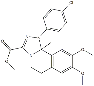 methyl 1-(4-chlorophenyl)-8,9-dimethoxy-10b-methyl-1,5,6,10b-tetrahydro[1,2,4]triazolo[3,4-a]isoquinoline-3-carboxylate Struktur