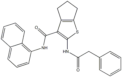 N-(1-naphthyl)-2-[(phenylacetyl)amino]-5,6-dihydro-4H-cyclopenta[b]thiophene-3-carboxamide Struktur