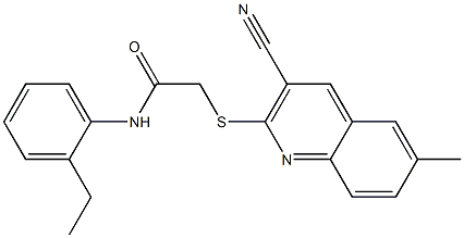 2-[(3-cyano-6-methyl-2-quinolinyl)sulfanyl]-N-(2-ethylphenyl)acetamide Struktur