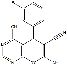 7-amino-5-(3-fluorophenyl)-4-hydroxy-5H-pyrano[2,3-d]pyrimidine-6-carbonitrile Struktur