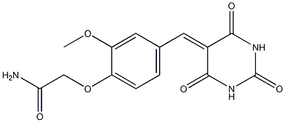 2-{2-methoxy-4-[(2,4,6-trioxotetrahydro-5(2H)-pyrimidinylidene)methyl]phenoxy}acetamide Struktur