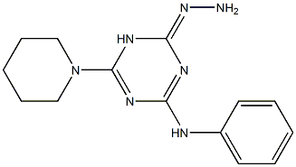 4-anilino-6-piperidin-1-yl-1,3,5-triazin-2(1H)-one hydrazone Struktur