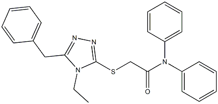 2-[(5-benzyl-4-ethyl-4H-1,2,4-triazol-3-yl)sulfanyl]-N,N-diphenylacetamide Struktur