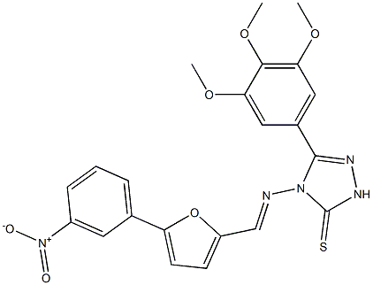 4-{[(5-{3-nitrophenyl}-2-furyl)methylene]amino}-5-(3,4,5-trimethoxyphenyl)-2,4-dihydro-3H-1,2,4-triazole-3-thione Struktur