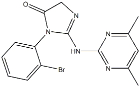 3-(2-bromophenyl)-2-[(4,6-dimethyl-2-pyrimidinyl)amino]-3,5-dihydro-4H-imidazol-4-one Struktur