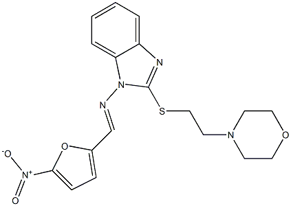 1-[({5-nitro-2-furyl}methylene)amino]-2-{[2-(4-morpholinyl)ethyl]sulfanyl}-1H-benzimidazole Struktur