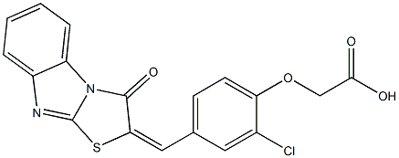 {2-chloro-4-[(3-oxo[1,3]thiazolo[3,2-a]benzimidazol-2(3H)-ylidene)methyl]phenoxy}acetic acid Struktur