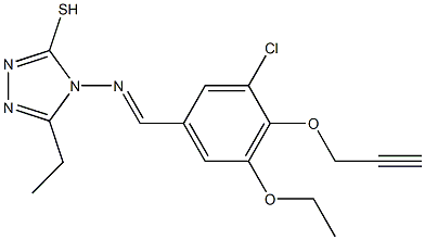 4-{[3-chloro-5-ethoxy-4-(2-propynyloxy)benzylidene]amino}-5-ethyl-4H-1,2,4-triazol-3-yl hydrosulfide Struktur