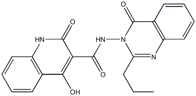 4-hydroxy-2-oxo-N-(4-oxo-2-propylquinazolin-3(4H)-yl)-1,2-dihydroquinoline-3-carboxamide Struktur