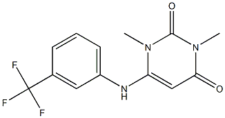 1,3-dimethyl-6-[3-(trifluoromethyl)anilino]-2,4(1H,3H)-pyrimidinedione Struktur