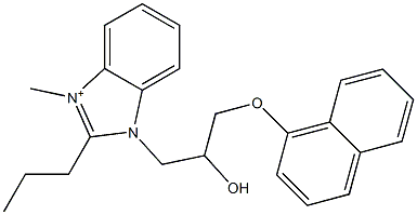 3-[2-hydroxy-3-(1-naphthyloxy)propyl]-1-methyl-2-propyl-3H-benzimidazol-1-ium Struktur