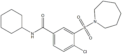 3-(1-azepanylsulfonyl)-4-chloro-N-cyclohexylbenzamide Struktur