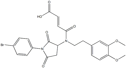 4-{[1-(4-bromophenyl)-2,5-dioxo-3-pyrrolidinyl][2-(3,4-dimethoxyphenyl)ethyl]amino}-4-oxo-2-butenoic acid Struktur