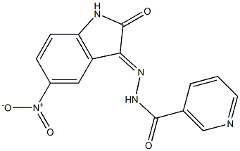 N'-{5-nitro-2-oxo-1,2-dihydro-3H-indol-3-ylidene}nicotinohydrazide Struktur