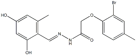 2-(2-bromo-4-methylphenoxy)-N'-(2,4-dihydroxy-6-methylbenzylidene)acetohydrazide Struktur