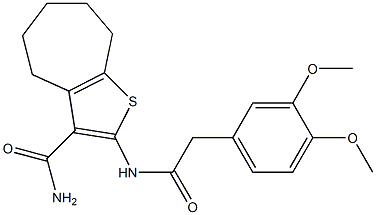 2-{[(3,4-dimethoxyphenyl)acetyl]amino}-5,6,7,8-tetrahydro-4H-cyclohepta[b]thiophene-3-carboxamide Struktur