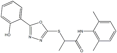 N-(2,6-dimethylphenyl)-2-{[5-(2-hydroxyphenyl)-1,3,4-oxadiazol-2-yl]sulfanyl}propanamide Struktur