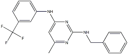 N-benzyl-N-{4-methyl-6-[3-(trifluoromethyl)anilino]-2-pyrimidinyl}amine Struktur