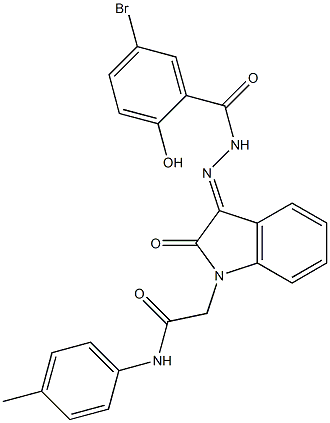 2-{3-[(5-bromo-2-hydroxybenzoyl)hydrazono]-2-oxo-2,3-dihydro-1H-indol-1-yl}-N-(4-methylphenyl)acetamide Struktur