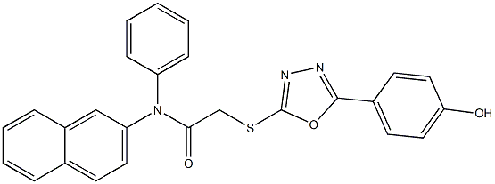 2-{[5-(4-hydroxyphenyl)-1,3,4-oxadiazol-2-yl]sulfanyl}-N-(2-naphthyl)-N-phenylacetamide Struktur