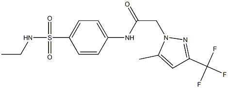 N-{4-[(ethylamino)sulfonyl]phenyl}-2-[5-methyl-3-(trifluoromethyl)-1H-pyrazol-1-yl]acetamide Struktur