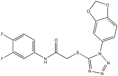 2-{[1-(1,3-benzodioxol-5-yl)-1H-tetraazol-5-yl]sulfanyl}-N-(3,4-difluorophenyl)acetamide Struktur