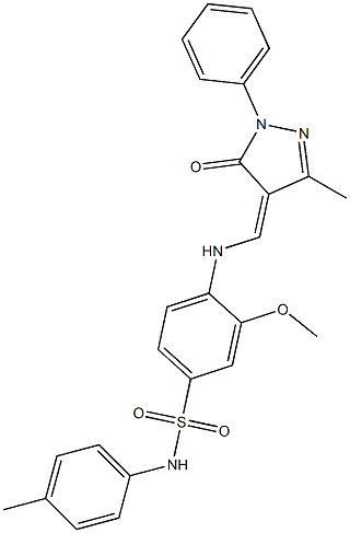 3-methoxy-4-{[(3-methyl-5-oxo-1-phenyl-1,5-dihydro-4H-pyrazol-4-ylidene)methyl]amino}-N-(4-methylphenyl)benzenesulfonamide Struktur