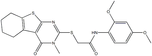 N-(2,4-dimethoxyphenyl)-2-[(3-methyl-4-oxo-3,4,5,6,7,8-hexahydro[1]benzothieno[2,3-d]pyrimidin-2-yl)sulfanyl]acetamide Struktur