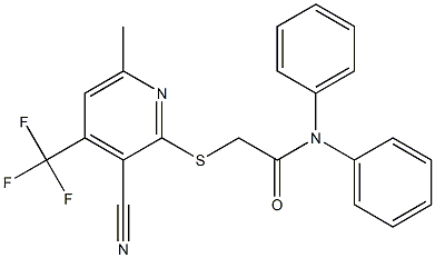 2-{[3-cyano-6-methyl-4-(trifluoromethyl)pyridin-2-yl]sulfanyl}-N,N-diphenylacetamide Struktur