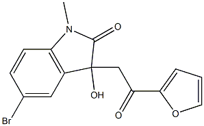 5-bromo-3-[2-(2-furyl)-2-oxoethyl]-3-hydroxy-1-methyl-1,3-dihydro-2H-indol-2-one Struktur